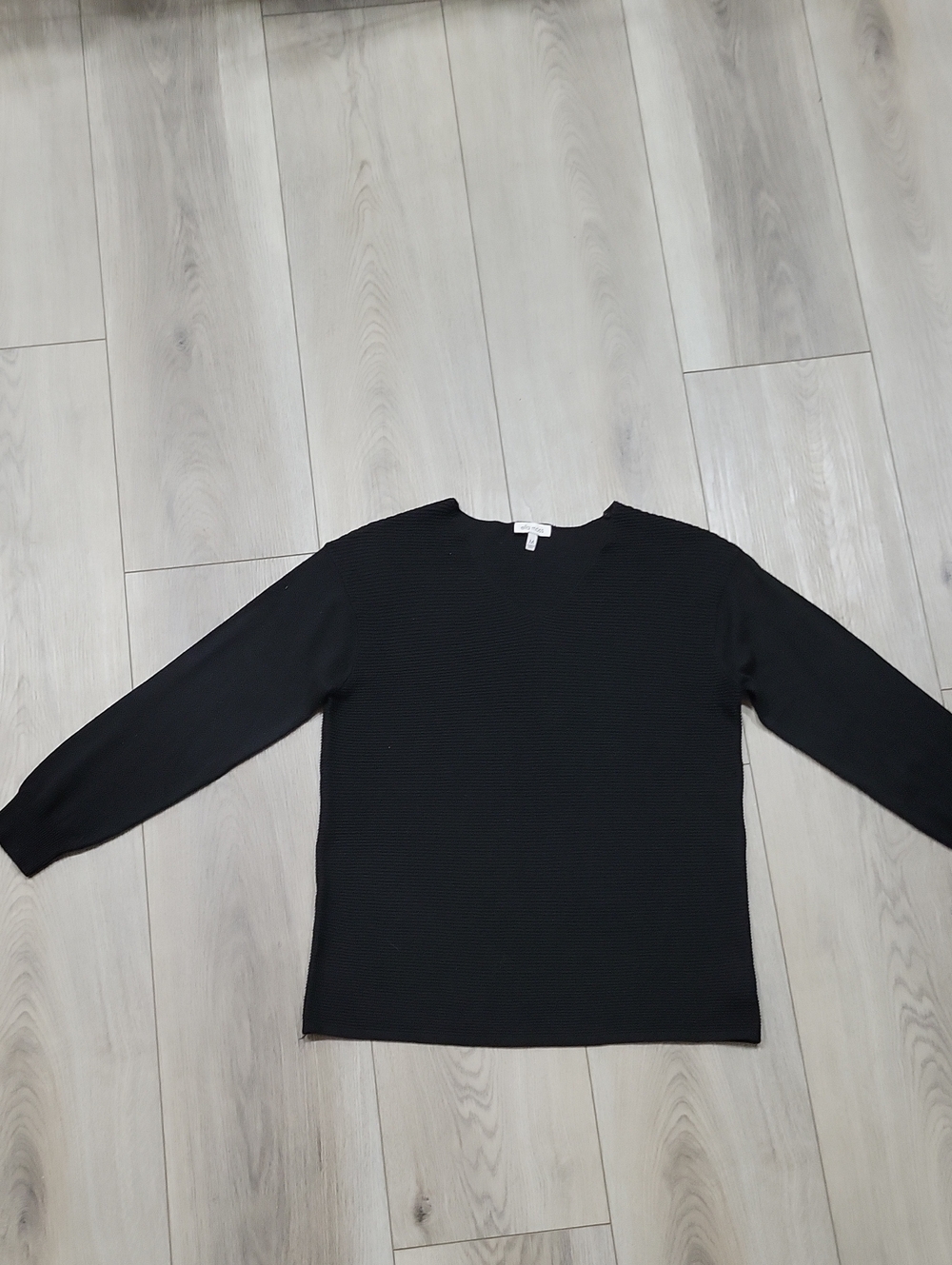 Ella Moss Black Ribbed Long Sleeve Top